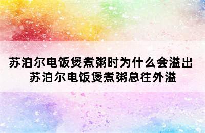 苏泊尔电饭煲煮粥时为什么会溢出 苏泊尔电饭煲煮粥总往外溢